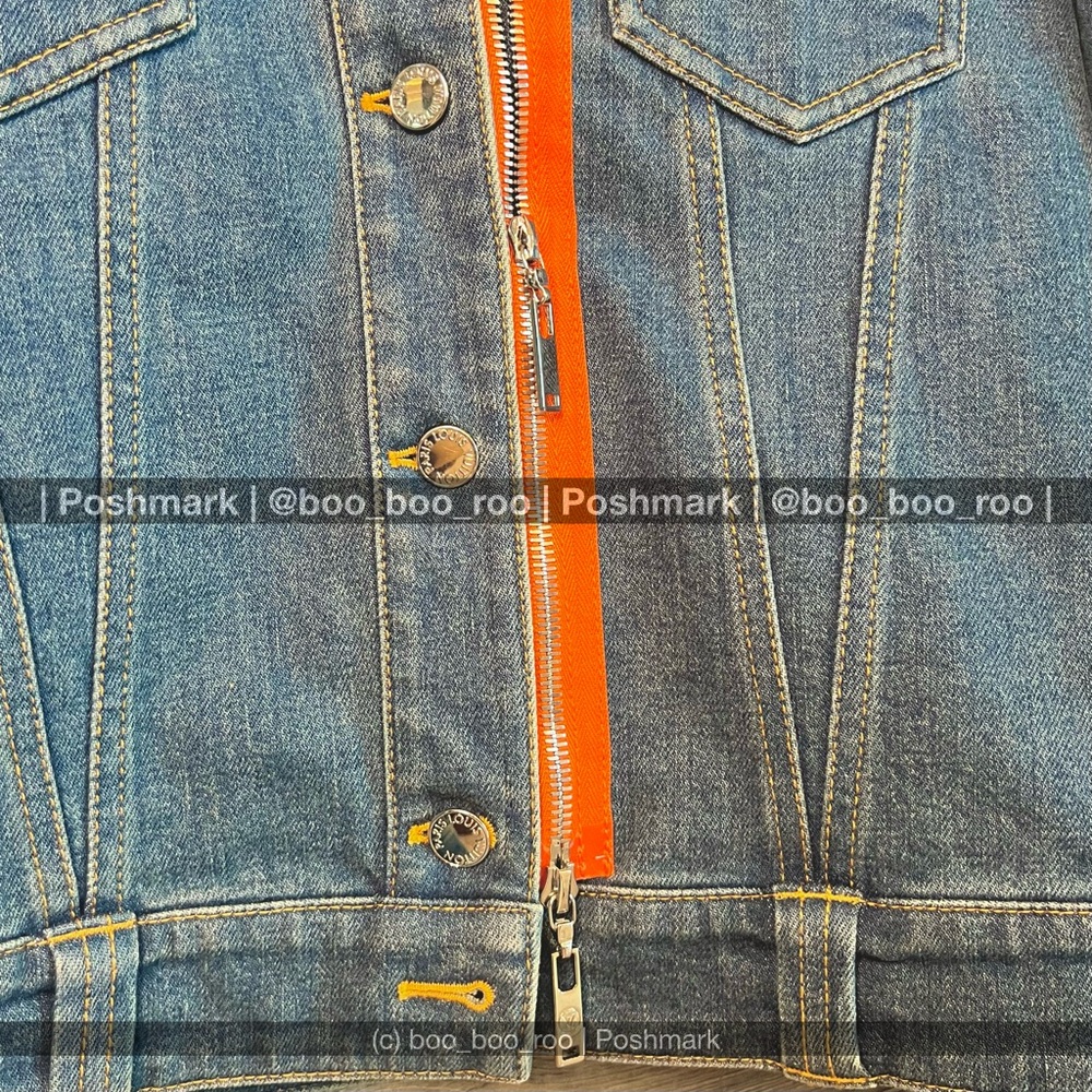 Louis Vuitton Blue Jean Denim Jacket, Silver Hardware, Monogram Patch, Authentic - Picture 6 of 15